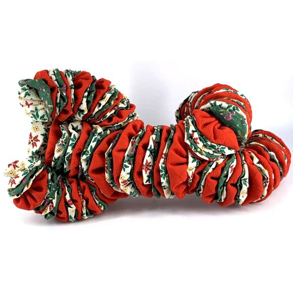 Yoyo Clown Doll Christmas Rag Quilt Fabric Circles Bells 12" Long Vintage - Picture 8 of 8